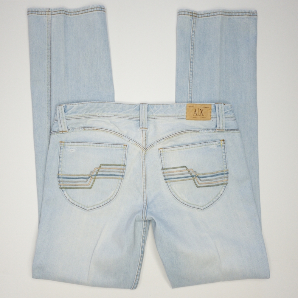 Armani Exchange Women's Straight Leg Low Rise Light Wash Jeans Size 6 Short